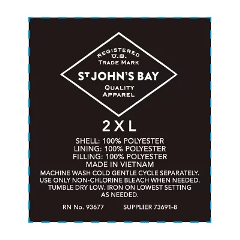 St. John's Bay Mens Water Resistant Midweight Big and Tall Puffer Jacket