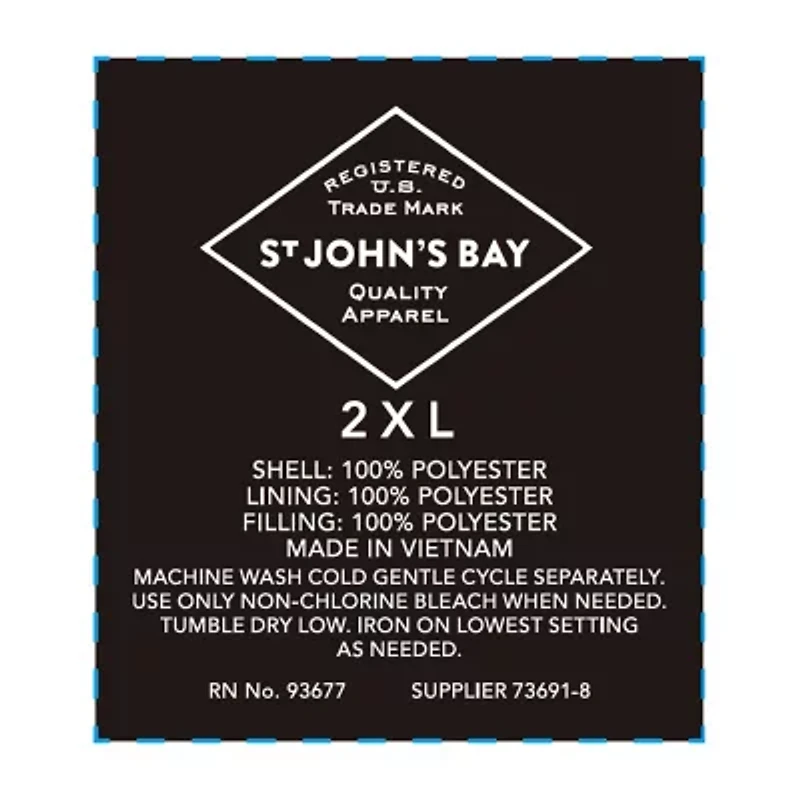 St. John's Bay Mens Water Resistant Midweight Big and Tall Puffer Jacket