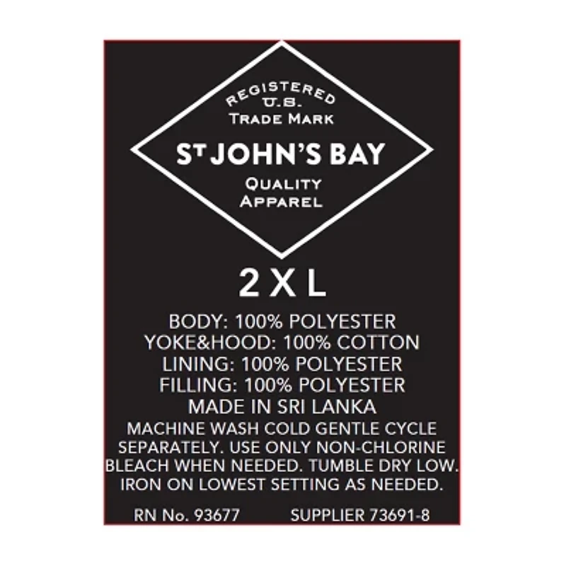 St. John's Bay Mens Hooded Heavyweight Big and Tall Puffer Jacket