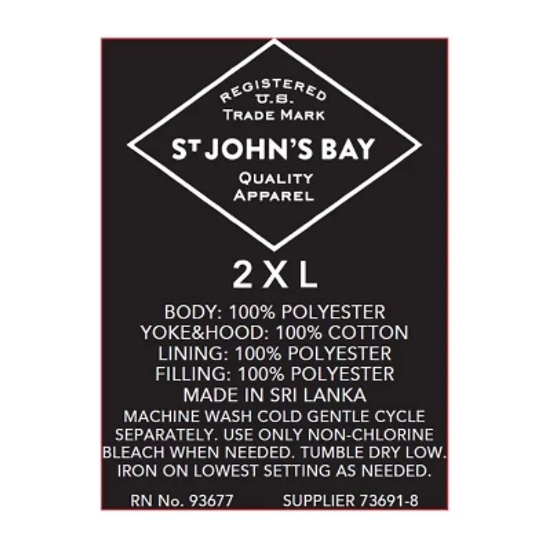St. John's Bay Mens Hooded Heavyweight Big and Tall Puffer Jacket