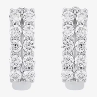 (H-I/Si2) Womens 1 CT. T.W. Lab Grown White Diamond 10K White Gold 15.1mm Hoop Earrings