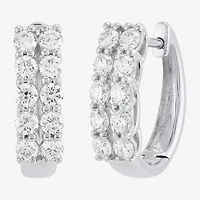 (H-I/Si2) Womens 1 CT. T.W. Lab Grown White Diamond 10K White Gold 15.1mm Hoop Earrings