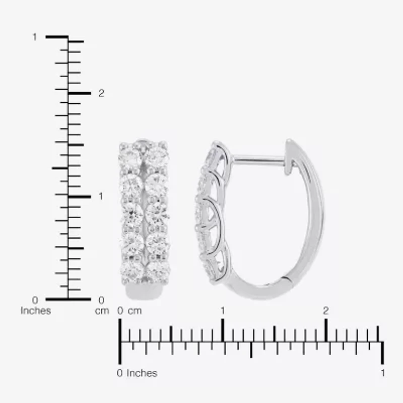 (H-I/Si2) Womens 1 CT. T.W. Lab Grown White Diamond 10K White Gold 15.1mm Hoop Earrings