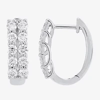 (H-I/Si2) Womens 1 CT. T.W. Lab Grown White Diamond 10K White Gold 15.1mm Hoop Earrings