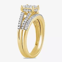 (H / I1-I2) Womens 5/8 CT. T.W. Lab Grown White Diamond 14K Gold Over Silver Sterling Halo Bridal Set