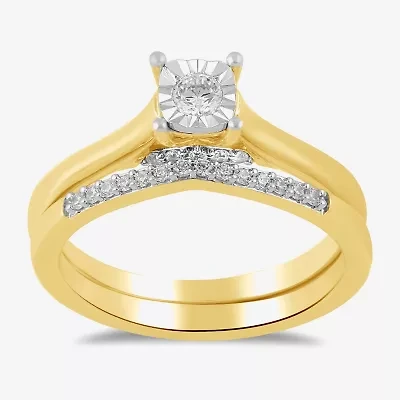 (H / I1-I2) Womens 5/8 CT. T.W. Lab Grown White Diamond 14K Gold Over Silver Sterling Halo Bridal Set