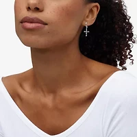 Diamonart Womens Cubic Zirconia Sterling Silver Cross Drop Earrings