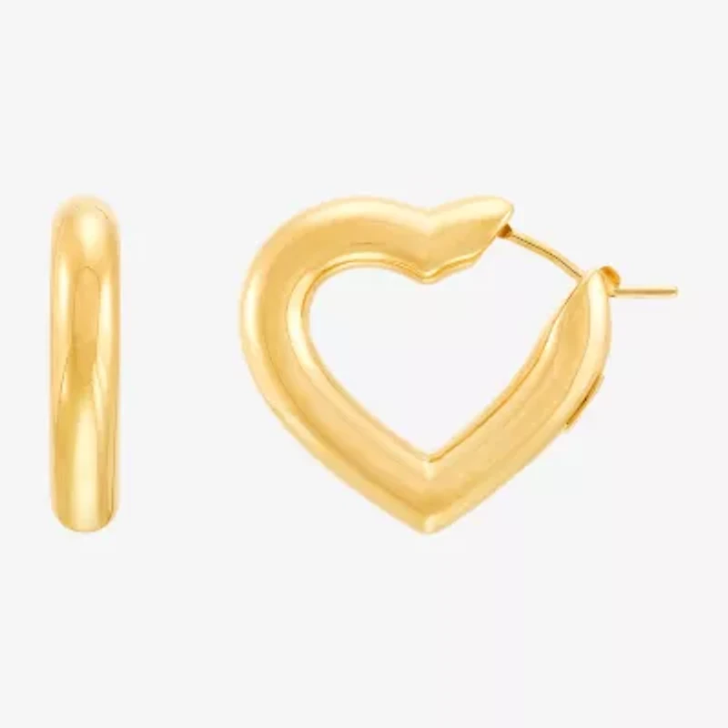 Limited Quantities! Womens 14K Gold 23mm Heart Hoop Earrings