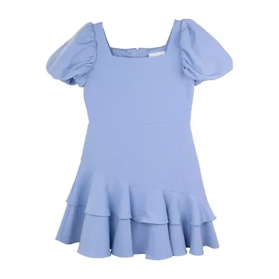 Rare Editions Big Kid Girls Short Sleeve Puffed Skater Dress