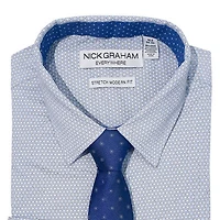 Nick Graham Mens Point Collar Long Sleeve Stretch Fabric Shirt + Tie Set Fitted