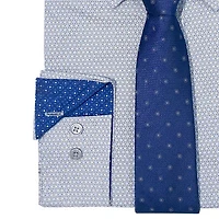 Nick Graham Mens Point Collar Long Sleeve Stretch Fabric Shirt + Tie Set Fitted