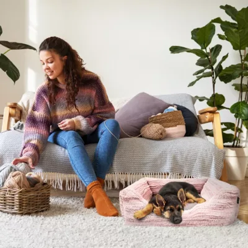 Precious Tails 26" Pink Cuddler Pet Bed