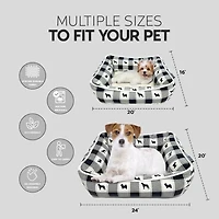 Precious Tails 24" Black Plaid Cuddler Pet Bed