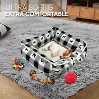 Precious Tails 24" Black Plaid Cuddler Pet Bed