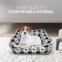 Precious Tails 24" Black Plaid Cuddler Pet Bed
