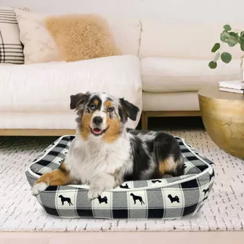 Precious Tails 24" Black Plaid Cuddler Pet Bed
