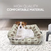 Precious Tails 24" Taupe Plaid Cuddler Pet Bed