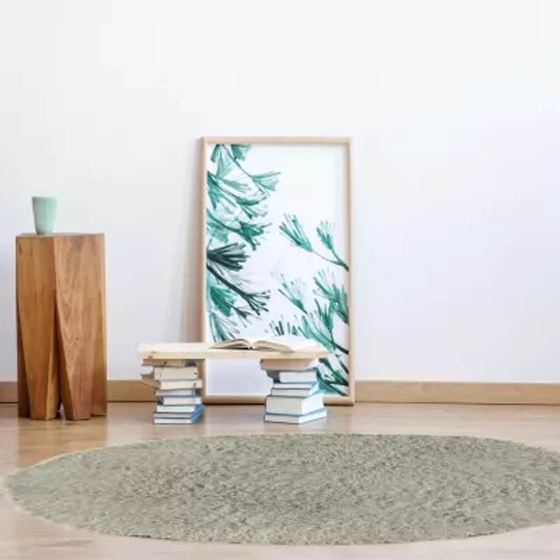 Linon Flokati Solid Woven Round Area Rug