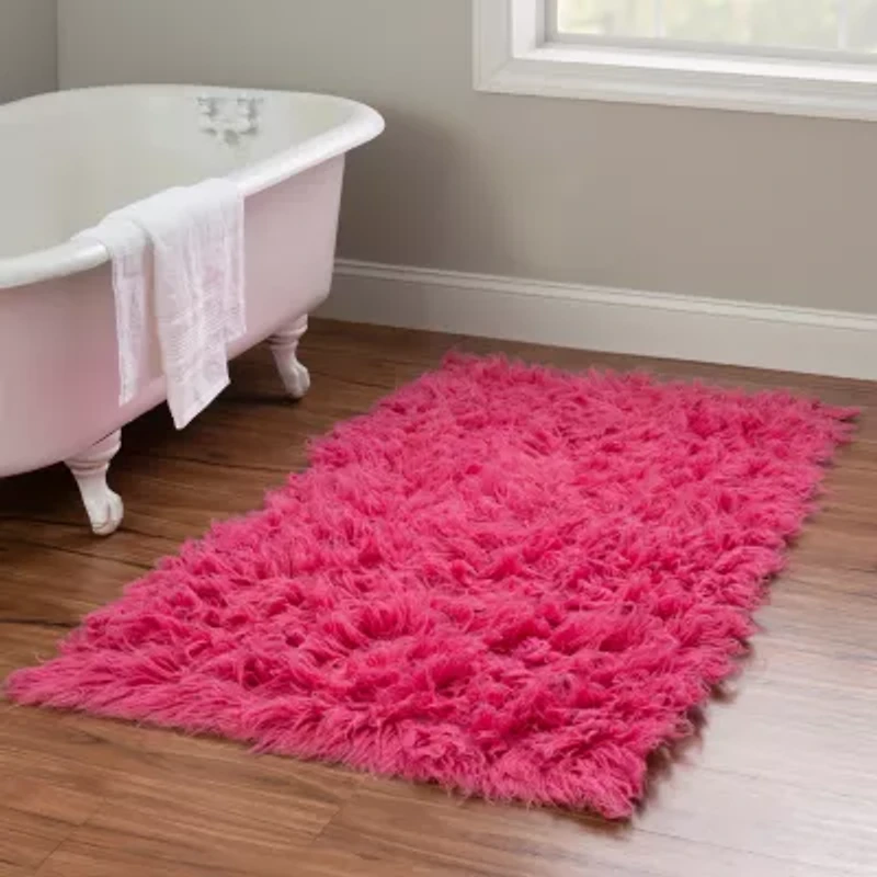 Linon Flokati Solid Woven Rectangular Accent Rug