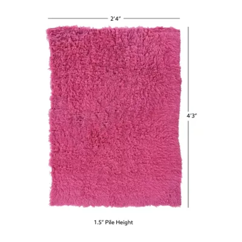 Linon Flokati Solid Woven Rectangular Accent Rug