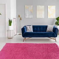 Linon Flokati Solid Woven Rectangular Area Rug