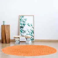 Linon Flokati Solid Woven Round Area Rug