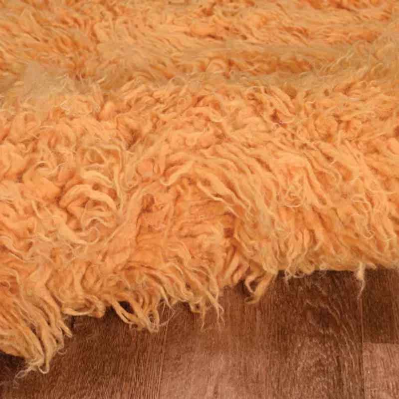 Linon Flokati Solid Woven Round Area Rug