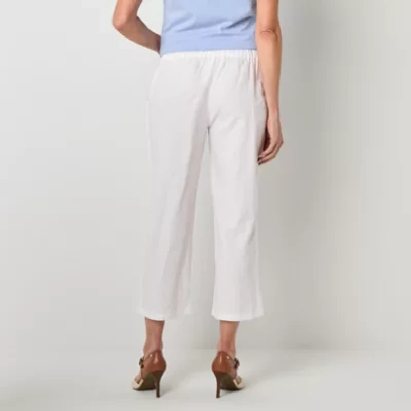 Liz Claiborne Womens Wide Leg Mid Rise Pull-On Pant