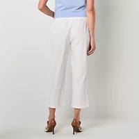 Liz Claiborne Womens Wide Leg Mid Rise Pull-On Pant
