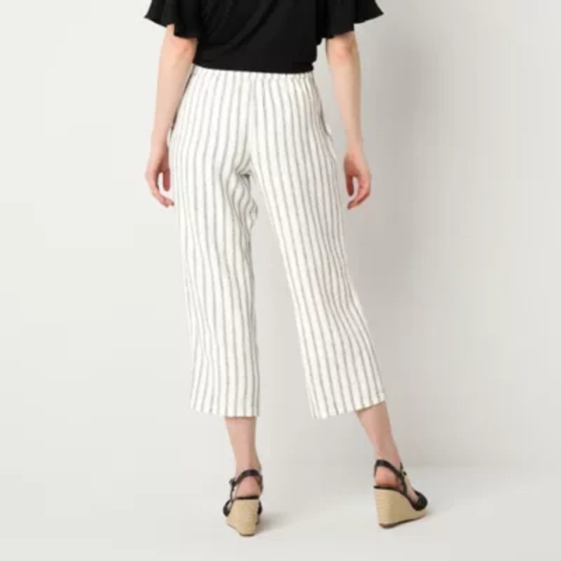 Liz Claiborne Womens Wide Leg Mid Rise Pull-On Pant