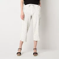 Liz Claiborne Womens Wide Leg Mid Rise Pull-On Pant