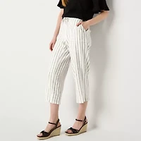 Liz Claiborne Womens Wide Leg Mid Rise Pull-On Pant