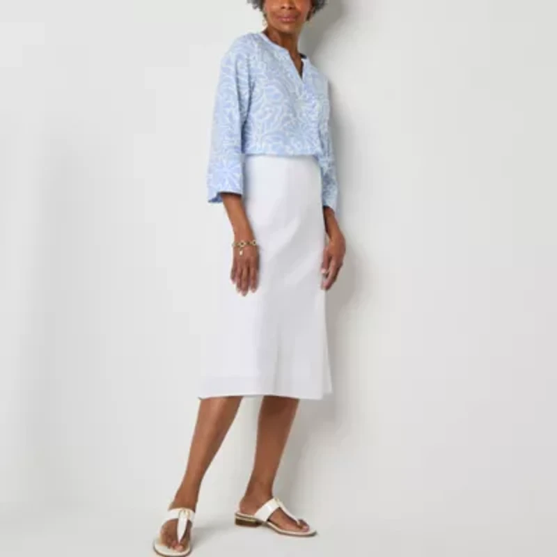 Liz Claiborne Womens Mid Rise Midi A-Line Skirt
