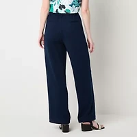 Liz Claiborne Womens Wide Leg Mid Rise Pull-On Pant