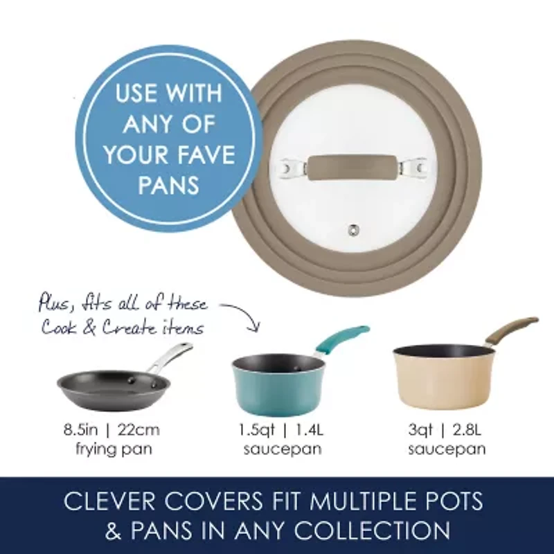 Rachael Ray Cook + Create Universal 8.5" Silicone-Rimmed Glass Lid