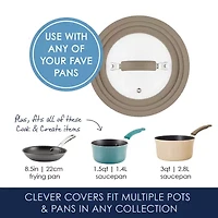 Rachael Ray Cook + Create Universal 8.5" Silicone-Rimmed Glass Lid
