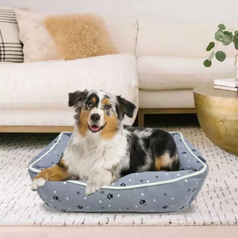 Precious Tails 24" Gray Paws Dots Pet Bed