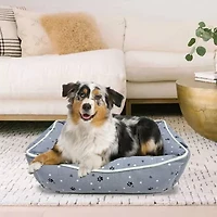 Precious Tails 24" Gray Paws Dots Pet Bed