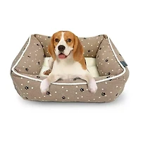 Precious Tails 24" Taupe Paws Dots Pet Bed