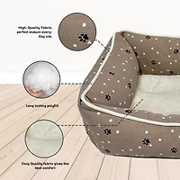 Precious Tails 24" Taupe Paws Dots Pet Bed