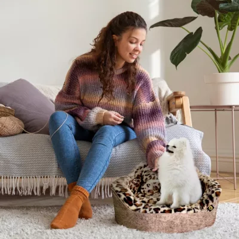 Precious Tails Taupe Leopard Pet Bed