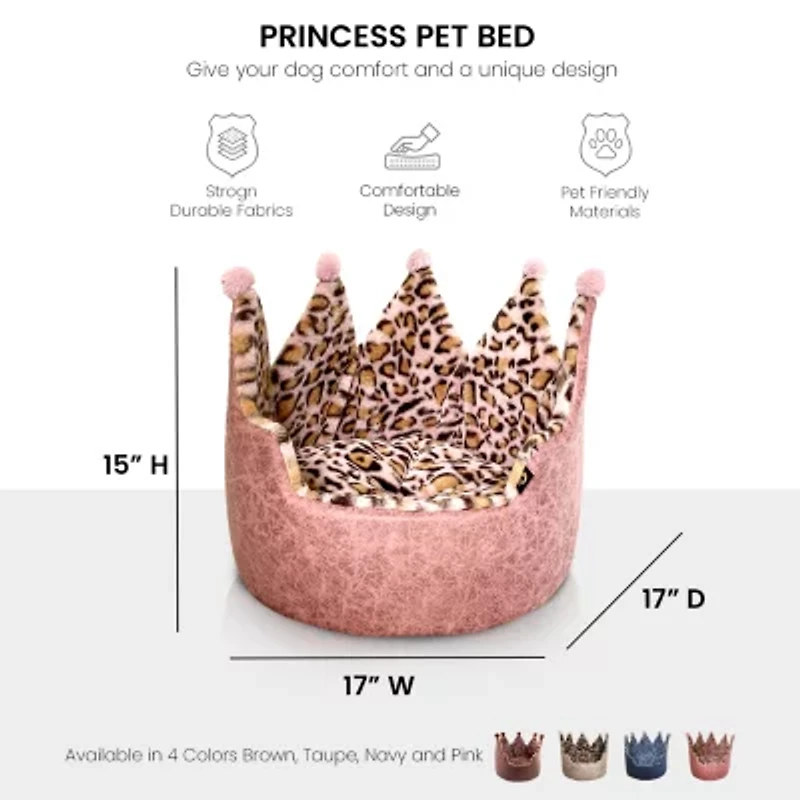Precious Tails Crown Pink Pet Bed
