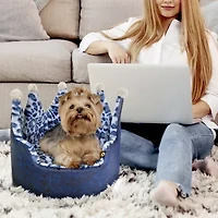 Precious Tails Crown Navy Pet Bed