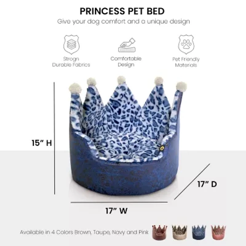 Precious Tails Crown Navy Pet Bed