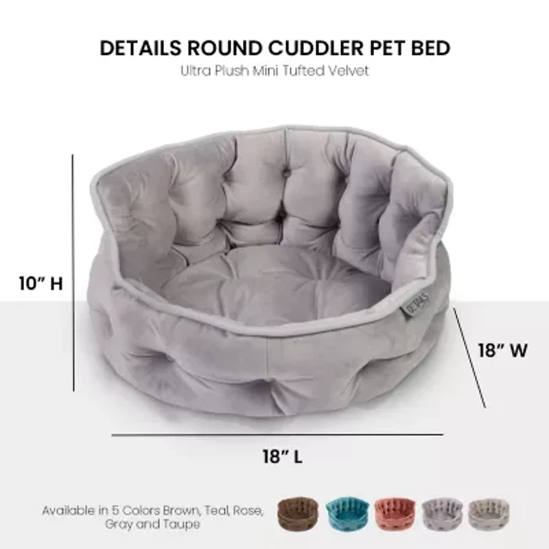 Precious Tails Round Cuddler Gray Pet Bed