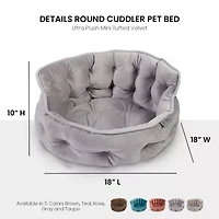 Precious Tails Round Cuddler Gray Pet Bed