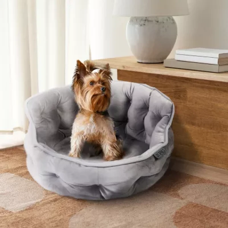 Precious Tails Round Cuddler Gray Pet Bed