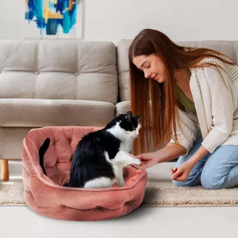 Precious Tails Round Cuddler Rose Pet Bed