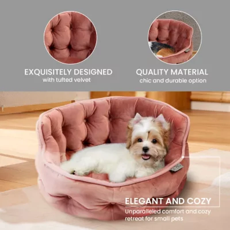 Precious Tails Round Cuddler Rose Pet Bed