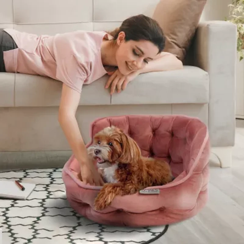 Precious Tails Round Cuddler Rose Pet Bed